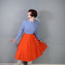 Load image into Gallery viewer, 50s 60s LIGHT BRGHT RED FULL SKIRT WITH BUTTON DETAIL - 23.5"