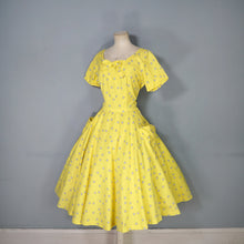 Load image into Gallery viewer, 50s HORROCKSES FASHIONS BRIGHTEST YELLOW  FULL SKIRTED COTTON DRESS - S