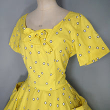 Load image into Gallery viewer, 50s HORROCKSES FASHIONS BRIGHTEST YELLOW  FULL SKIRTED COTTON DRESS - S