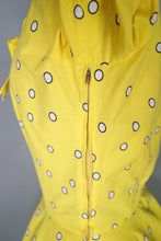 Load image into Gallery viewer, 50s HORROCKSES FASHIONS BRIGHTEST YELLOW  FULL SKIRTED COTTON DRESS - S