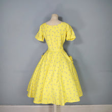 Load image into Gallery viewer, 50s HORROCKSES FASHIONS BRIGHTEST YELLOW  FULL SKIRTED COTTON DRESS - S