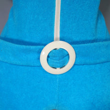 Load image into Gallery viewer, 70s BRIGHT TURQUOISE "PIPPA DEE" ZIP FRONT AND BELT ROMPER / PLAYSUIT - S