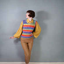 Load image into Gallery viewer, COLOURFUL HANDKNITTED RAINBOW STRIPE SOFT TANK TOP - M