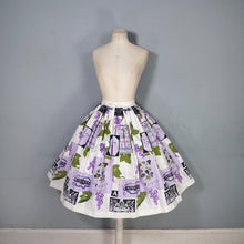 Load image into Gallery viewer, 50s 60s SPORTAVILLE WINE LABEL AND GRAPE PRINT NOVELTY FULL SKIRT - 27"