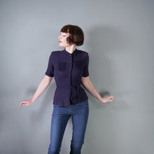 Load image into Gallery viewer, 40s NAVY BLUE CREPE BLOUSE WITH ROULEAUX POCKETS - S
