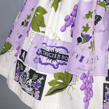 Load image into Gallery viewer, 50s 60s SPORTAVILLE WINE LABEL AND GRAPE PRINT NOVELTY FULL SKIRT - 27"