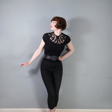 Load image into Gallery viewer, 50s GOTHIC "MILADI-ANN" FINE KNIT JUMPER TO WITH MESH AND SOUTACHE - XS-S