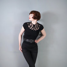 Load image into Gallery viewer, 50s GOTHIC "MILADI-ANN" FINE KNIT JUMPER TO WITH MESH AND SOUTACHE - XS-S