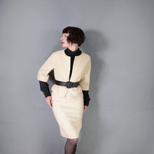 Load image into Gallery viewer, 60s CREAM LILLI ANN THICK WOVEN WOOL SUIT WITH PENCIL SKIRT AND OPEN JACKET - XS-S