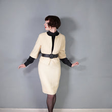 Load image into Gallery viewer, 60s CREAM LILLI ANN THICK WOVEN WOOL SUIT WITH PENCIL SKIRT AND OPEN JACKET - XS-S