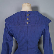 Load image into Gallery viewer, BLUE 50s 60s FIT AND FLARE DRESS WITH BIG COLLAR AND 3/4 SLEEVE - S