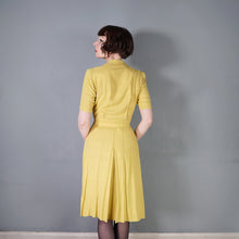 Load image into Gallery viewer, 40s MUSTARD YELLOW FITTED BUTTON THROUGH DRESS WITH BELT - S