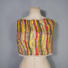 Load image into Gallery viewer, 50s 60s "TREND" BEACHWEAR STRIPED CROP TOP WITH POMPOM FRINGE - S-M