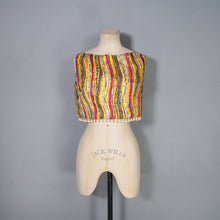 Load image into Gallery viewer, 50s 60s "TREND" BEACHWEAR STRIPED CROP TOP WITH POMPOM FRINGE - S-M