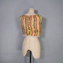 Load image into Gallery viewer, 50s 60s "TREND" BEACHWEAR STRIPED CROP TOP WITH POMPOM FRINGE - S-M