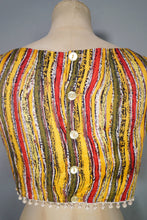 Load image into Gallery viewer, 50s 60s "TREND" BEACHWEAR STRIPED CROP TOP WITH POMPOM FRINGE - S-M