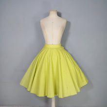 Load image into Gallery viewer, 50s RHINESTONED CHARTREUSE TEXTURED COTTON FULL SKIRT - 25.5"