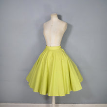 Load image into Gallery viewer, 50s RHINESTONED CHARTREUSE TEXTURED COTTON FULL SKIRT - 25.5"