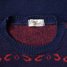 Load image into Gallery viewer, 50s BOBBIE BROOKS NAVY AND RED REINDEER AND TREE WOOL CHRISTMAS JUMPER - XS-S