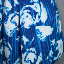 Load image into Gallery viewer, 60s "WENDY" BOLD BLUE AND WHITE PRINT FIT AND FLARE DRESS - XS-S