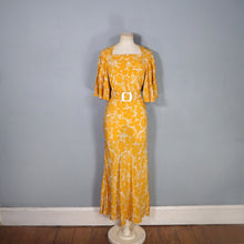 Load image into Gallery viewer, 30s GOLDENROD YELLOW BIAS CUT MAXI DRESS WITH PLEATING AND BELT - S