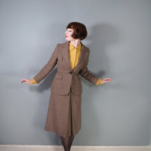 Load image into Gallery viewer, 70s DOES 40s BROWN HOUNDSTOOTH TWEED 2 PIECE SKIRT SUIT - S