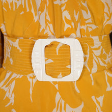 Load image into Gallery viewer, 30s GOLDENROD YELLOW BIAS CUT MAXI DRESS WITH PLEATING AND BELT - S
