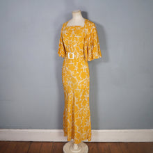 Load image into Gallery viewer, 30s GOLDENROD YELLOW BIAS CUT MAXI DRESS WITH PLEATING AND BELT - S