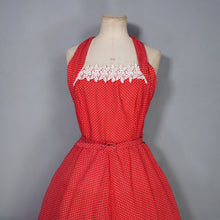 Load image into Gallery viewer, EARLY 50s SEMI SHEER RED HALTER DRESS WITH LACE NECK - S