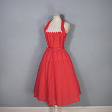 Load image into Gallery viewer, EARLY 50s SEMI SHEER RED HALTER DRESS WITH LACE NECK - S