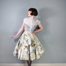 Load image into Gallery viewer, 50s COTTON CIRCLE SKIRT WITH PASTEL BLUE ROSE PRINT - 29"