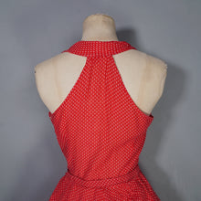Load image into Gallery viewer, EARLY 50s SEMI SHEER RED HALTER DRESS WITH LACE NECK - S