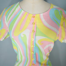Load image into Gallery viewer, 60s JERRIE LURIE SWIRLY PSHYCEDELIC PRINT PASTEL DRESS - S