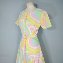 Load image into Gallery viewer, 60s JERRIE LURIE SWIRLY PSHYCEDELIC PRINT PASTEL DRESS - S