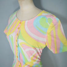Load image into Gallery viewer, 60s JERRIE LURIE SWIRLY PSHYCEDELIC PRINT PASTEL DRESS - S