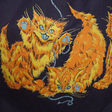 Load image into Gallery viewer, 50s ORANGE KITTEN AND YARNBALL NOVELTY PRINT FULL SKIRT - 26"
