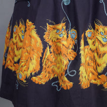 Load image into Gallery viewer, 50s ORANGE KITTEN AND YARNBALL NOVELTY PRINT FULL SKIRT - 26"