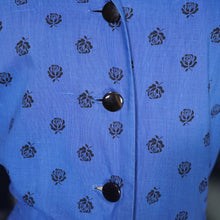 Load image into Gallery viewer, 50s HORROCKSES FASHIONS BRIGHT BLUE FLORAL SHIRTWAIST COTTON DRESS - S