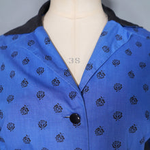 Load image into Gallery viewer, 50s HORROCKSES FASHIONS BRIGHT BLUE FLORAL SHIRTWAIST COTTON DRESS - S