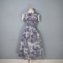 Load image into Gallery viewer, 40s LIGHTEST COTON DRESS IN BLUE WHITE TOILE DE JOUY PRINT - XS-S