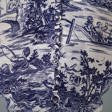 Load image into Gallery viewer, 40s LIGHTEST COTON DRESS IN BLUE WHITE TOILE DE JOUY PRINT - XS-S