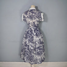 Load image into Gallery viewer, 40s LIGHTEST COTON DRESS IN BLUE WHITE TOILE DE JOUY PRINT - XS-S
