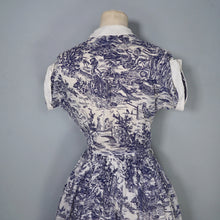 Load image into Gallery viewer, 40s LIGHTEST COTON DRESS IN BLUE WHITE TOILE DE JOUY PRINT - XS-S