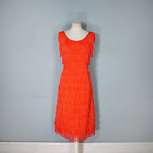 Load image into Gallery viewer, 70s 80s JOHN NEVILLE BOLD RED TASSLE FRINGE PARTY DRESS - M