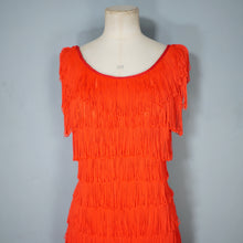 Load image into Gallery viewer, 70s 80s JOHN NEVILLE BOLD RED TASSLE FRINGE PARTY DRESS - M