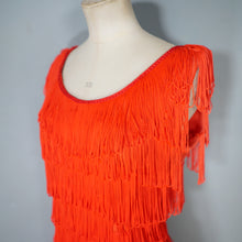 Load image into Gallery viewer, 70s 80s JOHN NEVILLE BOLD RED TASSLE FRINGE PARTY DRESS - M