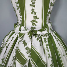 Load image into Gallery viewer, 50s CALIFORNIA COTTONS WHITE AND GREEN IVY LEAF PRINT COTTON DRESS - S