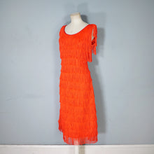 Load image into Gallery viewer, 70s 80s JOHN NEVILLE BOLD RED TASSLE FRINGE PARTY DRESS - M