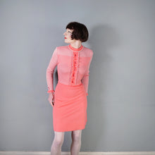 Load image into Gallery viewer, 70s JERSEY MASTERS CORAL AND PINK FINE KNIT DRESS WITH RUFFLES - M-L