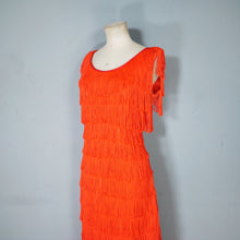 Load image into Gallery viewer, 70s 80s JOHN NEVILLE BOLD RED TASSLE FRINGE PARTY DRESS - M